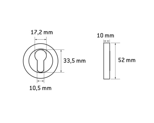 Desen tehnic al unui accesoriu de ușă cu dimensiuni