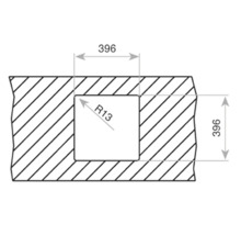 Desen tehnic cu dimensiunile 396 și raza R13