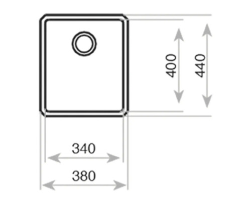 Schiță cu dimensiunile unei chiuvete