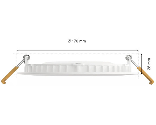 Spot LED încastrat cu dimensiunile diametru 170 milimetri și 28 milimetri