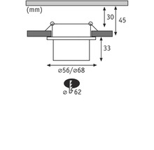 Desen tehnic al unui corp de iluminat cu dimensiuni în milimetri