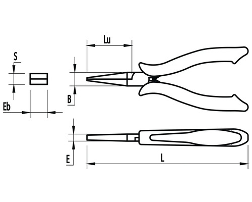 Desen tehnic al unui clește cu dimensiuni