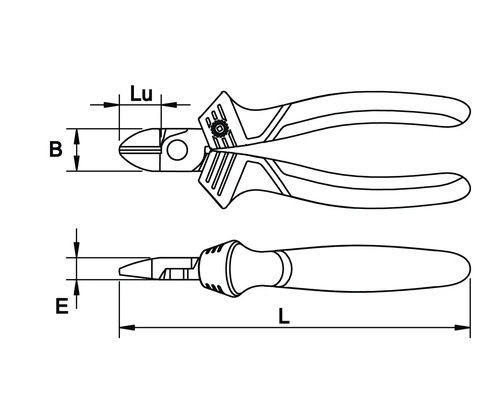 Desen tehnic cu clești cu mânere și o șurubelniță cu mâner