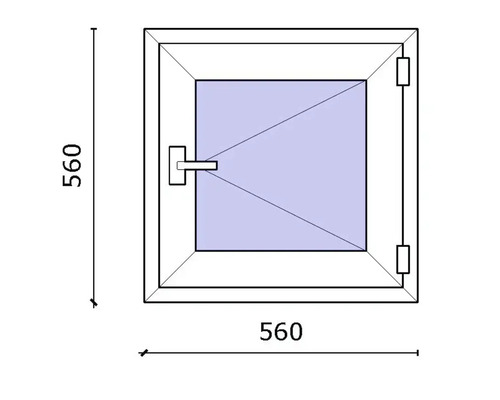 Desen tehnic al unei ferestre cu dimensiunile 560 x 560