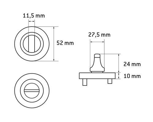 Desen tehnic al unui zăvor de ușă cu dimensiuni specificate.