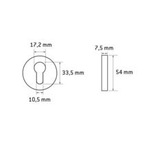 Desen tehnic al unui feronerie de ușă cu dimensiuni