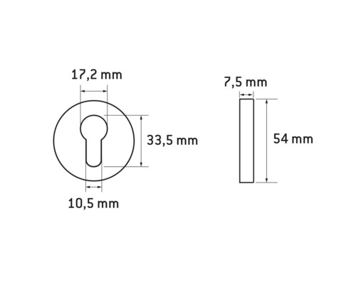 Desen tehnic al unui feronerie de ușă cu dimensiuni