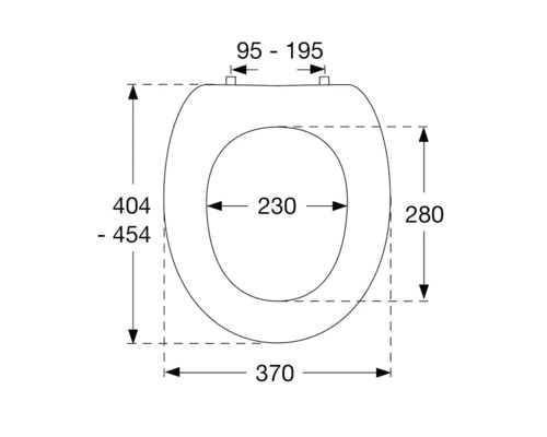 Desen tehnic al unui capac de toaletă cu dimensiuni