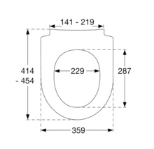 Desen tehnic al unui capac de toaletă cu dimensiuni