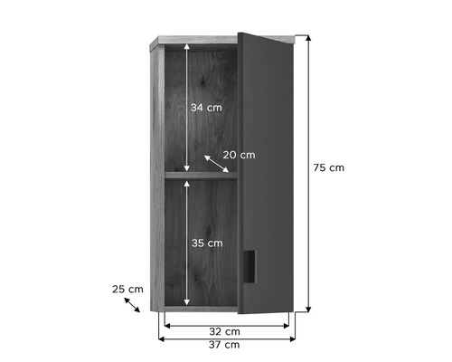 Dulap înalt cu dimensiunile 75 x 37 x 25 cm