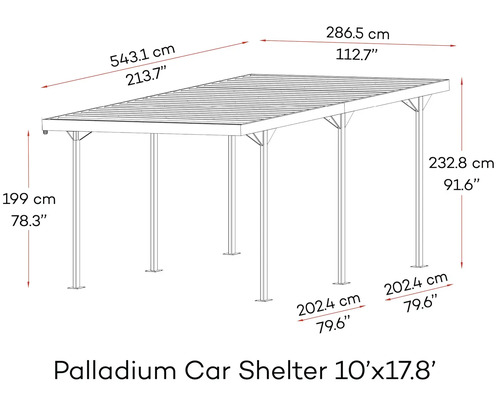 Dimensiunile adăpostului pentru mașină Palladium
