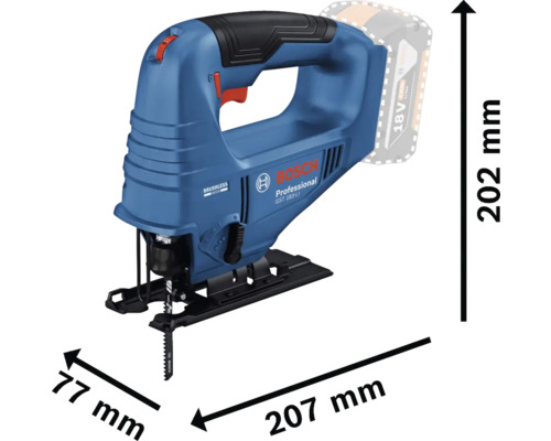 Fierăstrău vertical cu acumulator Bosch Professional GST 183-LI cu dimensiuni