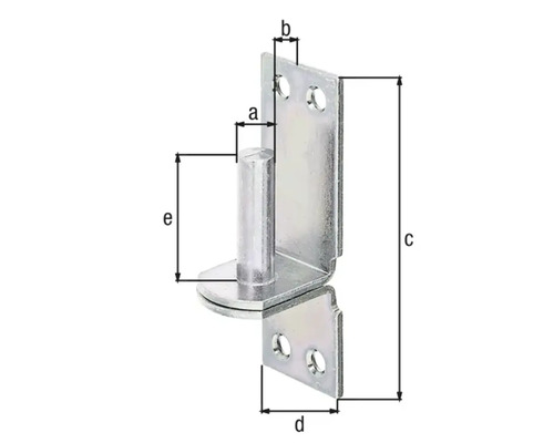 Imagine a unei construcții de balama de ușă cu indicații de dimensiuni.
