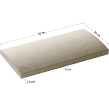 Placă de acoperire din piatră, 50 cm lungime, 20 cm lățime și 4 cm înălțime