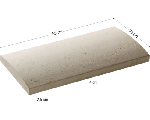 Placă de acoperire din piatră, 50 cm lungime, 20 cm lățime și 4 cm înălțime