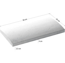 Glaf de fereastră din beton cu dimensiunile de 50 cm x 20 cm x 4 cm