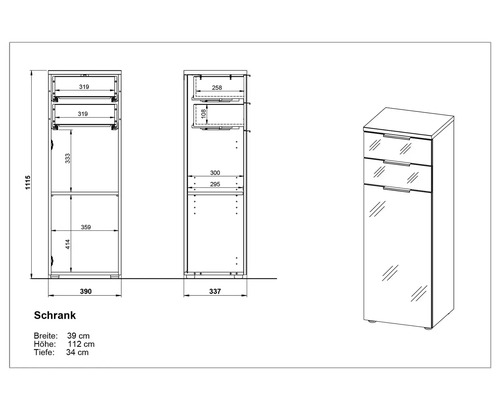 Desen tehnic al unui dulap cu dimensiuni