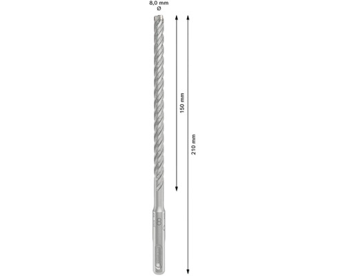 Burghiu cu o lungime de 210 mm și un diametru de 8 mm.