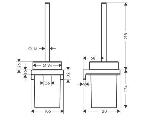 Desen tehnic al unui set de toaletă cu dimensiuni