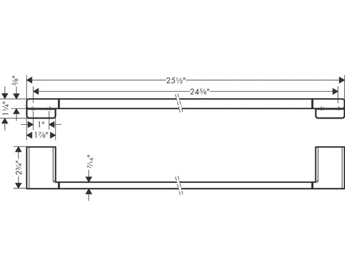 Desen tehnic al unui suport de prosop cu dimensiuni în inch