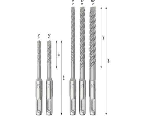 Set de burghie în diferite dimensiuni