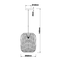 Desen tehnic al unei lămpi suspendate cu dimensiunile de 1450 mm înălțime și 320 mm diametru