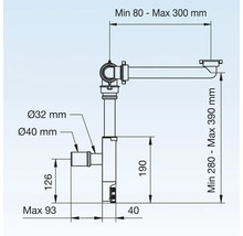 Imagine cu dimensiuni pentru un sifon