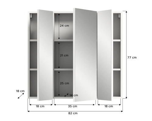 Imagine a unui dulap cu oglindă cu dimensiuni