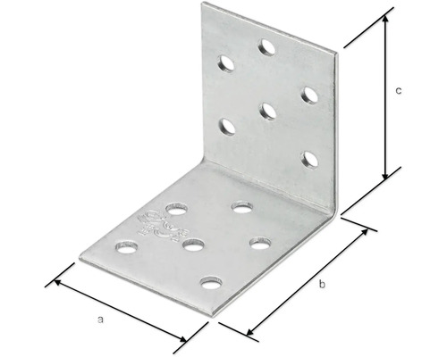 Conector unghiular cu găuri și dimensiunile a, b și c