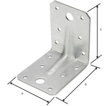 Conector unghiular metalic cu găuri pentru fixare.