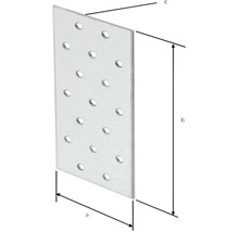 Placă metalică perforată cu indicații de dimensiuni pentru utilizare în construcții