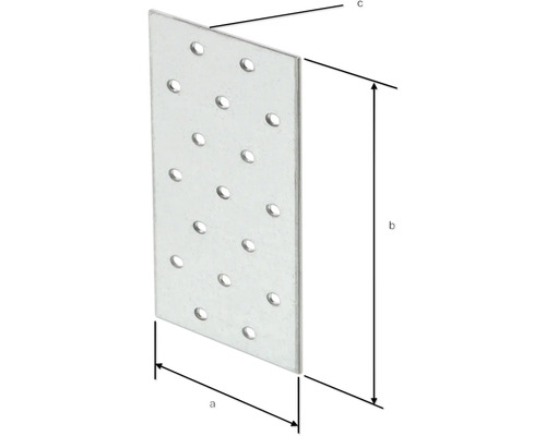 Placă metalică perforată cu indicații de dimensiuni pentru utilizare în construcții