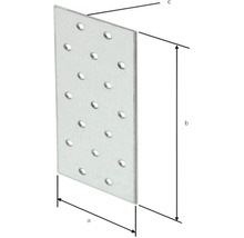 Conector placă perforată cu găuri de foraj și dimensiuni a, b și c