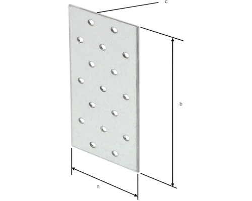 Conector placă perforată cu găuri de foraj și dimensiuni a, b și c