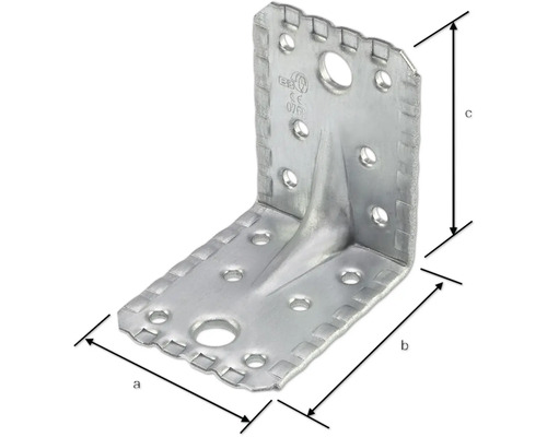 Conector unghiular din metal cu găuri pentru șuruburi