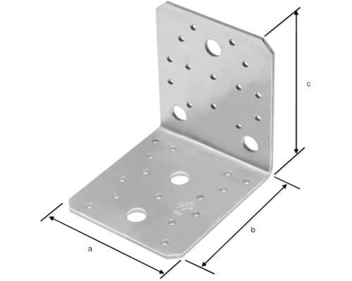 Conector unghiular din metal cu găuri pentru șuruburi