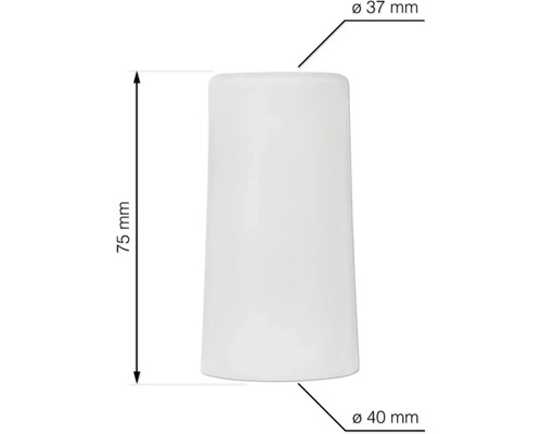 Abajur, diametru de la 37 la 40 milimetri, înălțime 75 milimetri