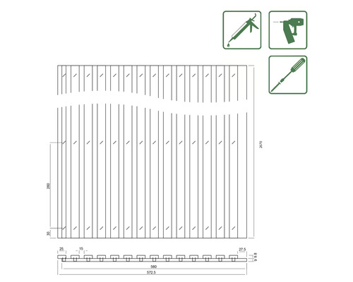 Desen tehnic cu dimensiunile placajului de fațadă