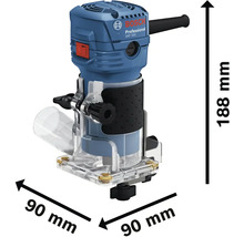 Freza superioară Bosch GKF 550 cu dimensiunile de 188 mm înălțime și 90 mm lățime