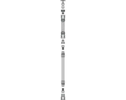 Schiță a unei supape de golire cu diverse racorduri