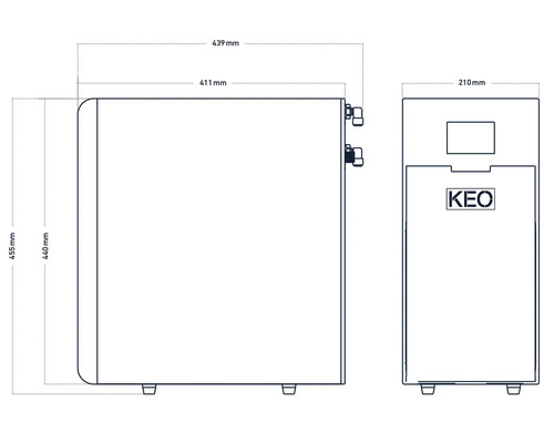 Desen tehnic al unui răcitor instantaneu cu dimensiuni