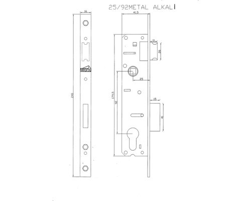 Desen tehnic al unei broaște aplicate cu dimensiuni