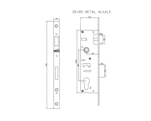 Desen tehnic al unei broaște îngropate cu dimensiuni