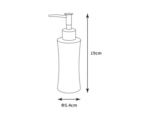 Imagine a unui dozator de săpun cu dimensiunile de 19 cm înălțime și 5,4 cm diametru