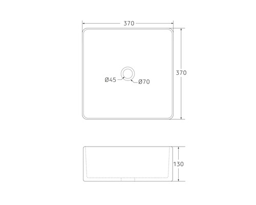 Desen tehnic al unei chiuvete de blat cu dimensiuni