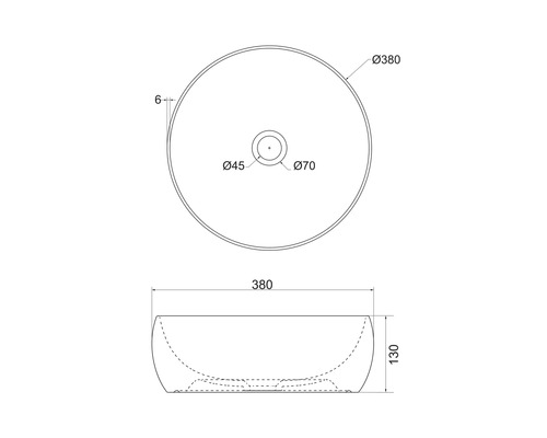 Desen tehnic al unei chiuvete aplicate cu dimensiuni