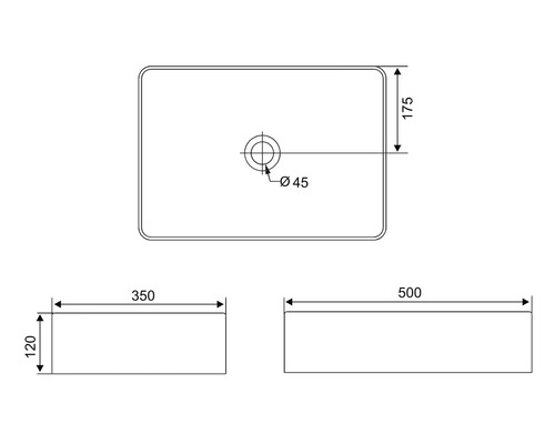 Desen tehnic al unei chiuvete cu dimensiuni