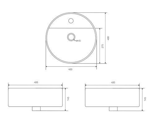 Desen tehnic al unei chiuvete de blat cu dimensiuni