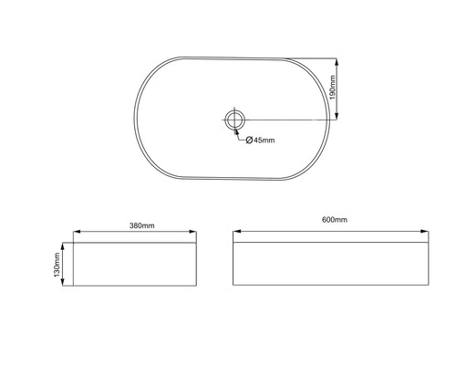 Desen tehnic al unei chiuvete de blat cu dimensiuni