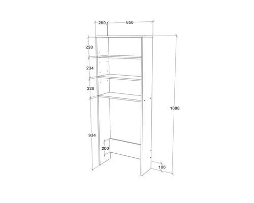 Desen tehnic al unui raft de baie cu dimensiuni